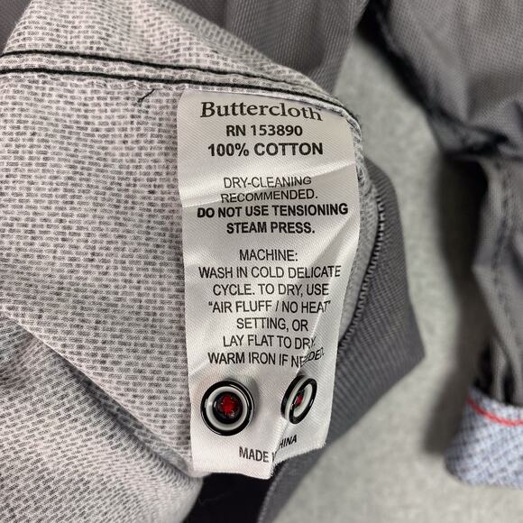 Buttercloth Shirt Mens M Black Regular Fit Long Sleeve Button Up Geometric - Picture 8 of 8